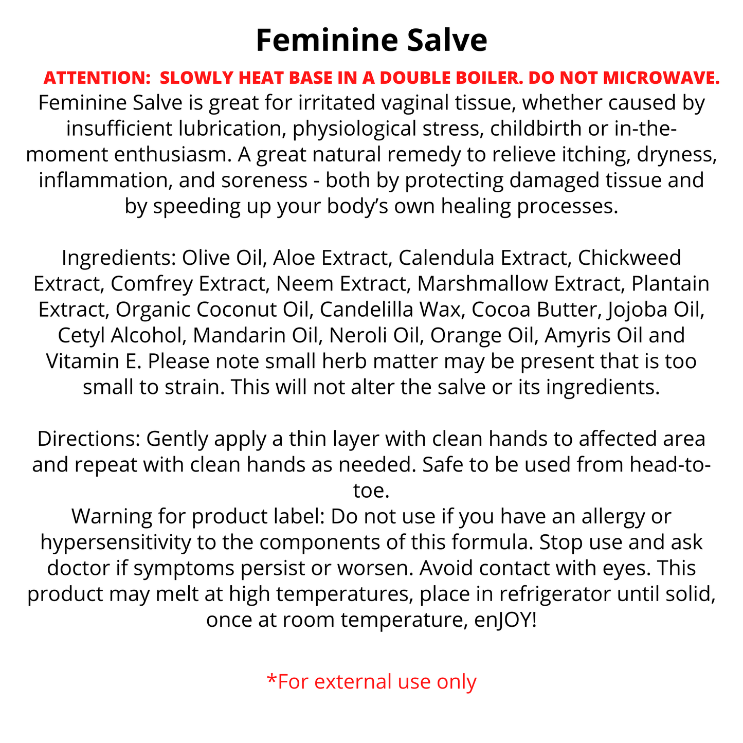 Feminine Salve | 1oz | Pre-Orders skincare R. Drew Naturals, LLC
