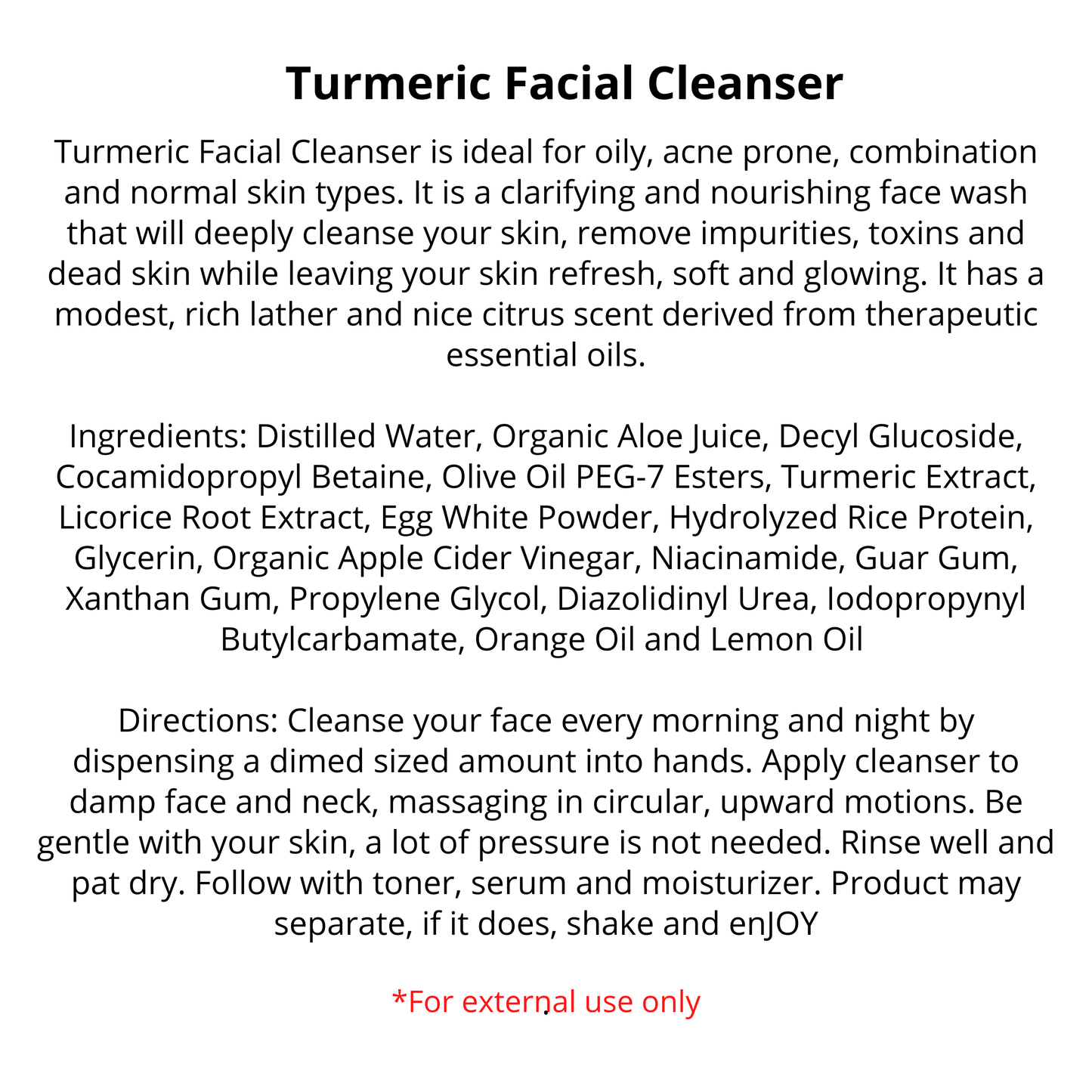 Turmeric Face Wash | 2oz | Pre-Orders skincare R. Drew Naturals, LLC