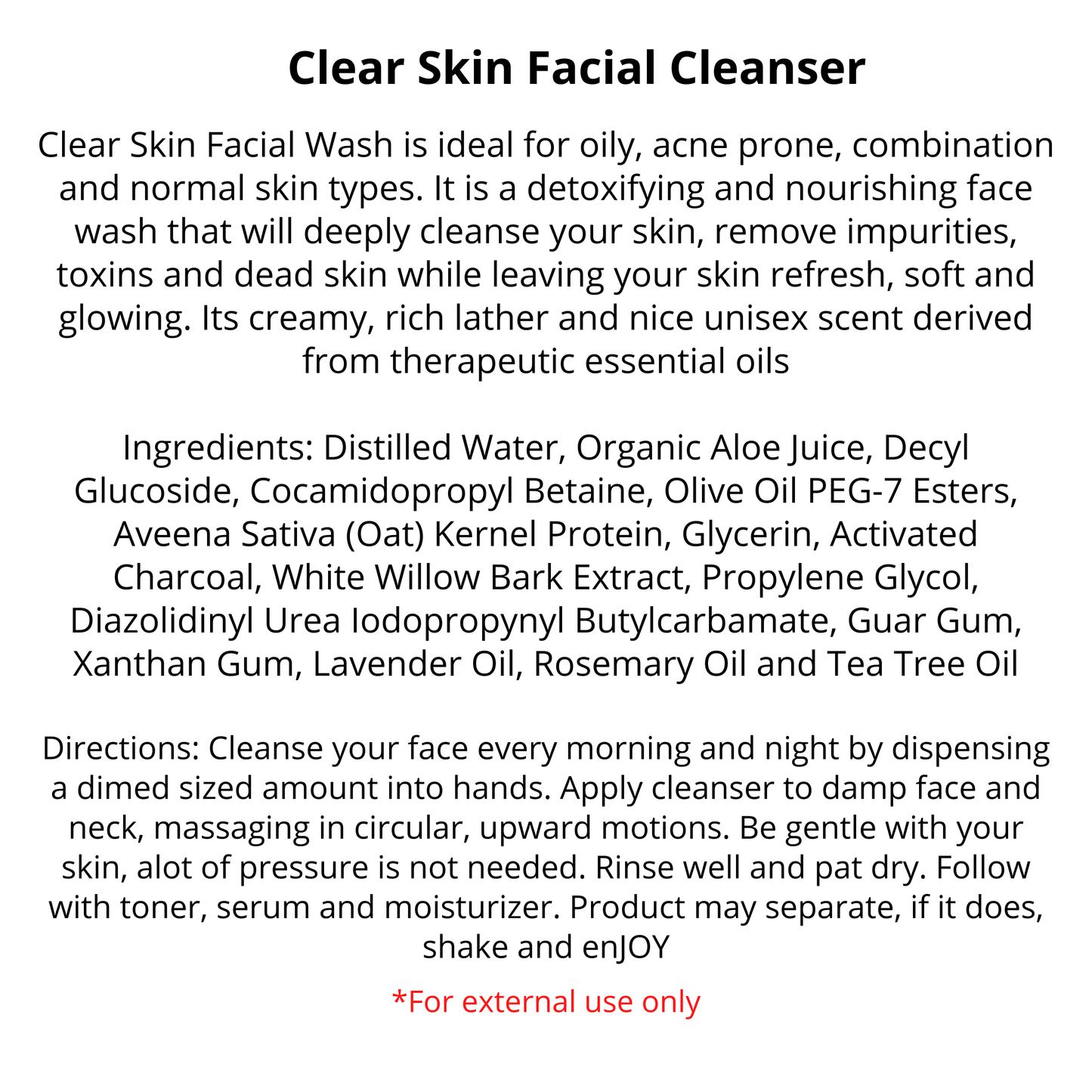 Clear Skin | Face Wash | Vegan | 2 oz | Pre-Orders Health & Beauty R. Drew Naturals, LLC
