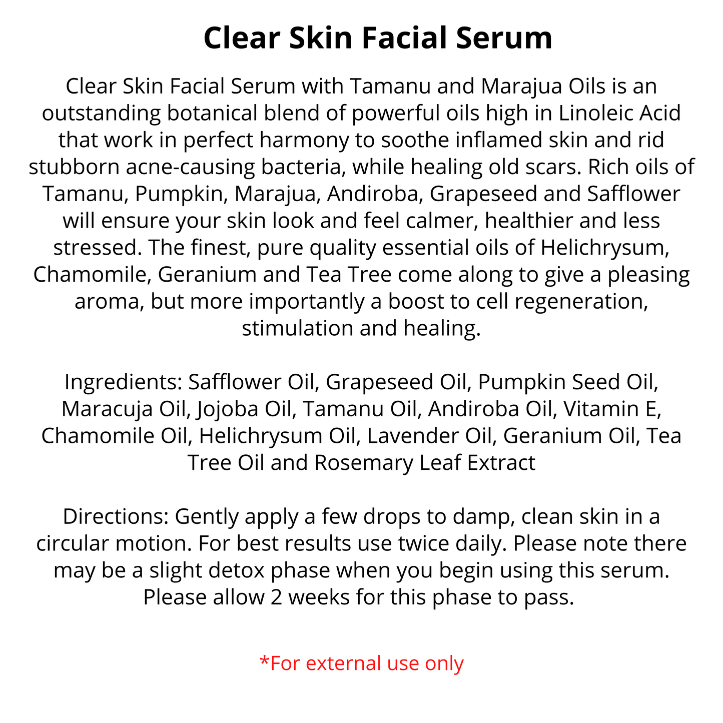 Clear Skin | Serum | Vegan | 1/2 oz | Pre-Orders skincare R. Drew Naturals, LLC
