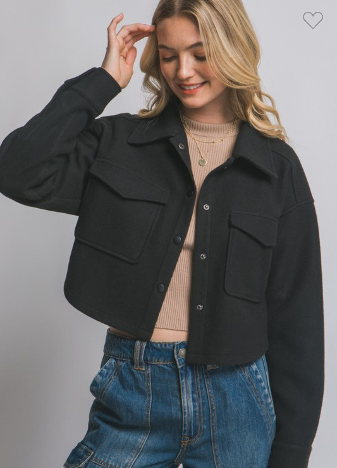 Fleece Cropped Snap-button Shacket AFRO HERBALIST S