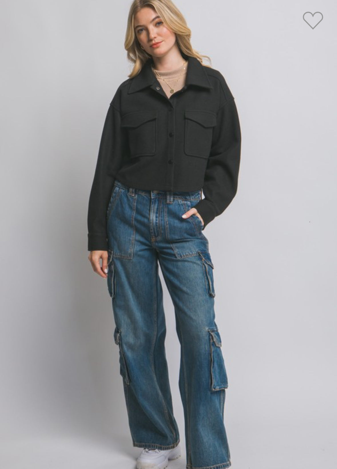Fleece Cropped Snap-button Shacket AFRO HERBALIST