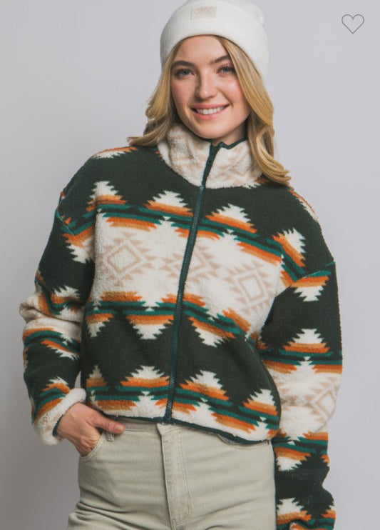 Aztec Sherpa Full Zip Jacket AFRO HERBALIST S