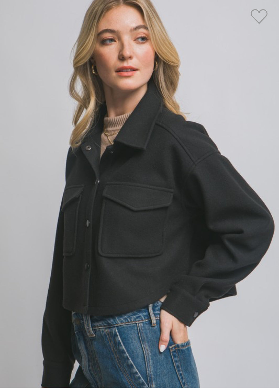 Fleece Cropped Snap-button Shacket AFRO HERBALIST
